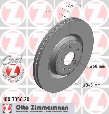 100335620 ZIMMERMANN Диск тормозной AUDI A4/A5/A6/A7/Q5 07- перед.вент.Coat Z