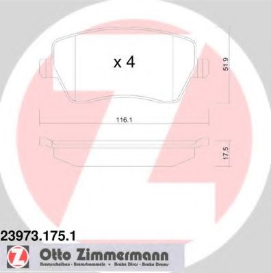 239731751 ZIMMERMANN КОЛОДКИ ТОРМ ДИСК NISS NOTETIIDAMICRA (K12E) (03-) 1,0 I-16V 03