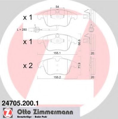 247052001 ZIMMERMANN Колодки дисковые перед