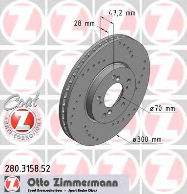 280315852 ZIMMERMANN Диск тормозной Honda Accord-7 10/98-01/02 SPORT