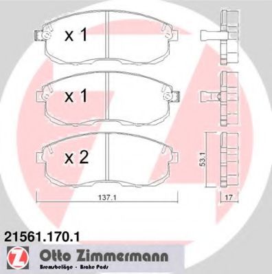 215611701 ZIMMERMANN Комплект тормозных колодок, дисковый тормоз