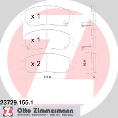 237291551 ZIMMERMANN Колодки тормозные передние HONDA CIVIC 8