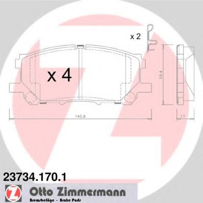 237341701 ZIMMERMANN колодки тормозные задние