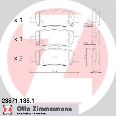 238711381 ZIMMERMANN ТОРМОЗНЫЕ КОЛОДКИ ZIMMERMANN INFINITI, NISSAN, REN