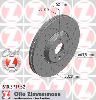 610371752 ZIMMERMANN Диск тормозной перед. VOLVO XC60  (5 отв., вент) SPORT