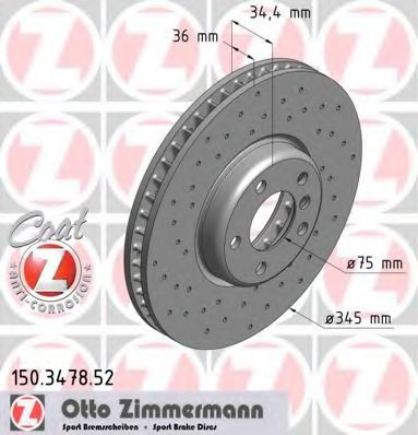 150347852 ZIMMERMANN ДИСК ТОРМ BMW F01F02F07F10F11F12 08- ПЕР ВЕНТ L 348x36 Sport Coat Z