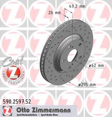 590259752 ZIMMERMANN диск торм. пер. toyota avensisverso 09>