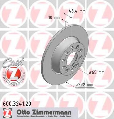 600324120 ZIMMERMANN Диск тормозной VAG A3/OCTAVIA/YETI 10- задн.вент.Coat Z