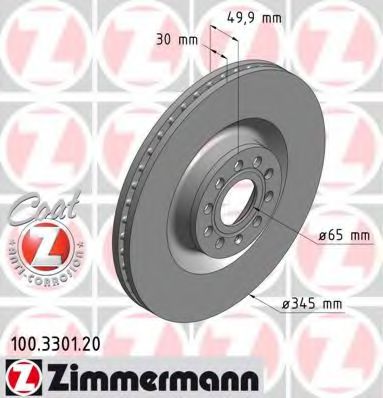 100330120 ZIMMERMANN ДИСК ТОРМ BS AUDI Coat Z beschichtet