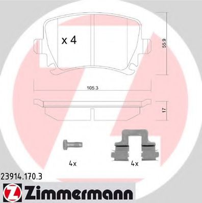 239141703 ZIMMERMANN Колодки тормозные дисковые задние VW Phaeton