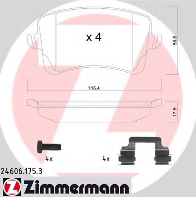 246061753 ZIMMERMANN Колодки тормозные дисковые задние Audi A4, Q5