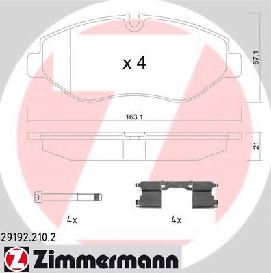 291922102 ZIMMERMANN колодки торм.пер. mb sprinter 3,5-t, vw crafter 06>