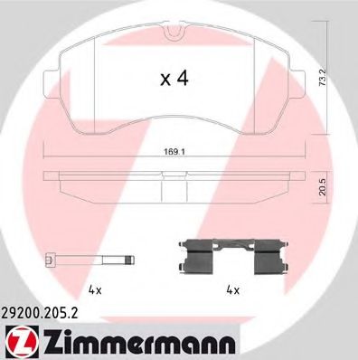 292002052 ZIMMERMANN Колодки тормозные дисковые передние MB Sprinter