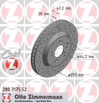 280317552 ZIMMERMANN диск тормозной пер. cr-v.2011-