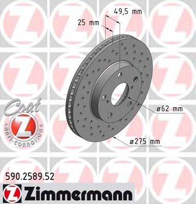 590258952 ZIMMERMANN диск торм. пер. toyota rav 4 00>