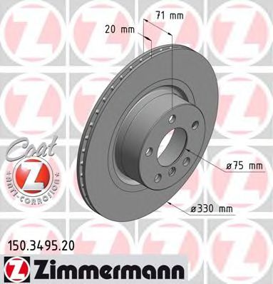 150349520 ZIMMERMANN Диск тормозной задний