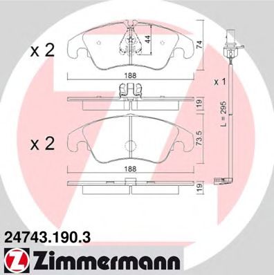 247431903 ZIMMERMANN Комплект тормозных колодок, дисковый тормоз