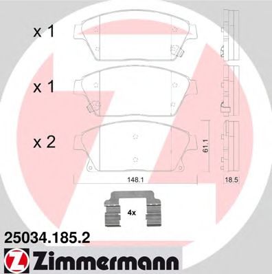 250341852 ZIMMERMANN Комплект тормозных колодок, дисковый тормоз