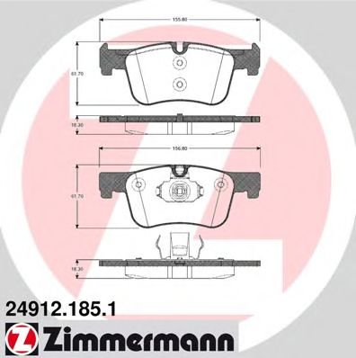 249121851 ZIMMERMANN колодки тормозные передние bmw 1 (f20), 3 touring (f31) 320 i