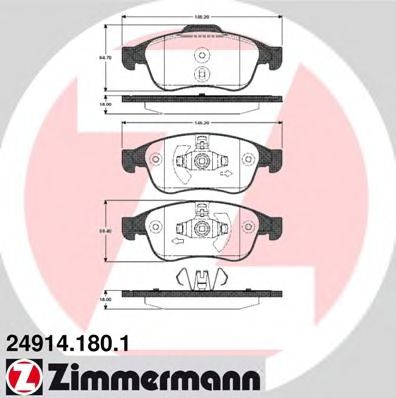 249141801 ZIMMERMANN Колодки тормозные дисковые, комплект Duster II 1.5 dCi [K9K 796] 86 л.с. Дизель 2010 — наст. время