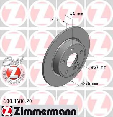 400368020 ZIMMERMANN диск торм mer w176w246 1.8-2.51.8cdi2.0cdi 11- зад не вент 276x9