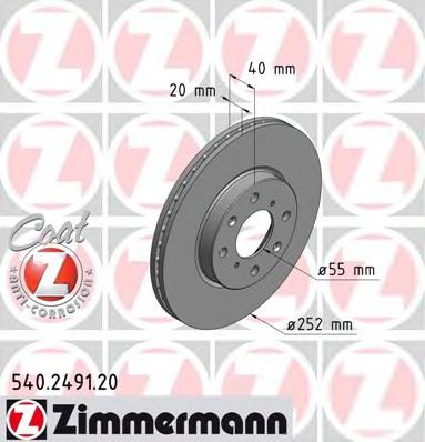 540249120 ZIMMERMANN диск торм.пер. opel agila, suzuki sfift