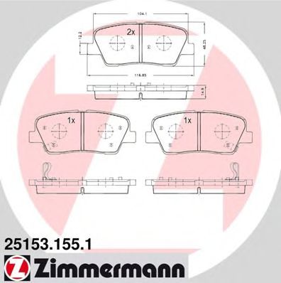 251531551 ZIMMERMANN тормозные колодки задние kiahyundai 2009-