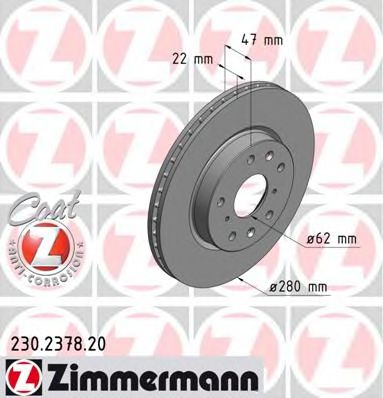 230237820 ZIMMERMANN диск торм. пер. suzuki sx4 06>