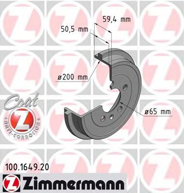 100164920 ZIMMERMANN БАРАБАН ТОРМОЗНОЙ ЗАДН. AUDI A2 / VW POLO/ SKODA