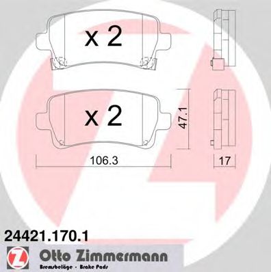 244211701 ZIMMERMANN КОЛОДКИ ТОРМ OPEL INSIGNA 1.6-2.8 R 0810>