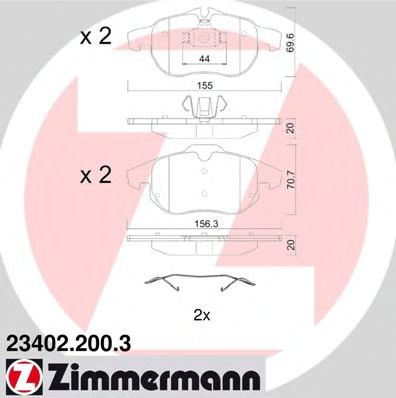 234022003 ZIMMERMANN Комплект тормозных колодок, дисковый тормоз