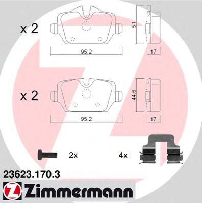 236231703 ZIMMERMANN Колодки тормозные дисковые, BMW 3 (E90) 129 л.с. бензин 2005 - 2007