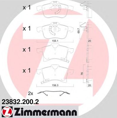 238322002 ZIMMERMANN Комплект тормозных колодок, дисковый тормоз