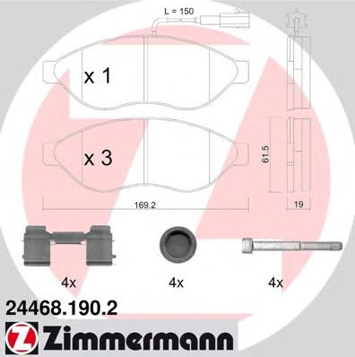 244681902 ZIMMERMANN колодки тормозные передние psa, fiat mit zubeh