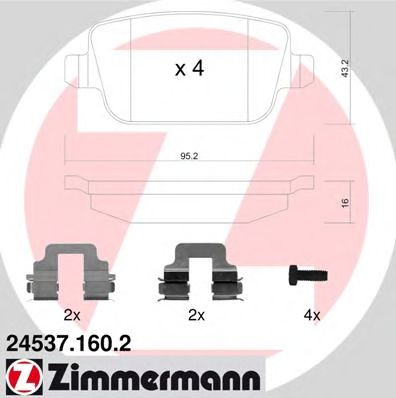 245371602 ZIMMERMANN колодки тормозные задние ford, landrover mit zubeh