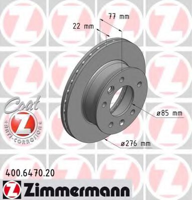 400647020 ZIMMERMANN Диск тормозной Mercedes Sprinter / VW LT 28-35 II