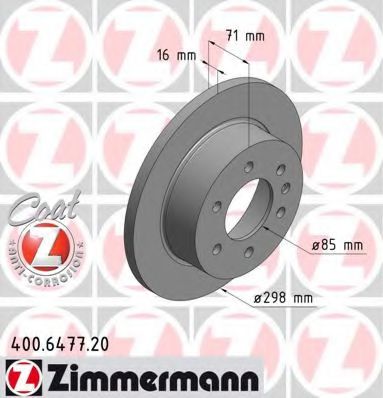 400647720 ZIMMERMANN диск тормозной задний mercedes sprintervw crafter