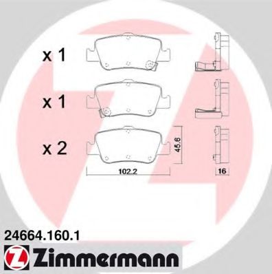 246641601 ZIMMERMANN тормозные колодки toyota auris 1.8 2012-