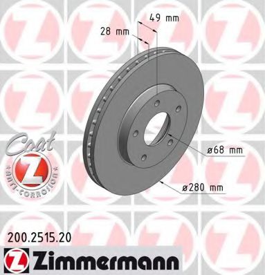 200251520 ZIMMERMANN ДИСК ТОРМ NISS MAXIMA QX CA33 F 2