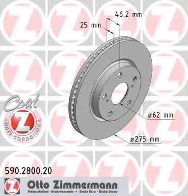 590280020 ZIMMERMANN диск тормозной передний toyota coat z beschichtet rav 4 iii