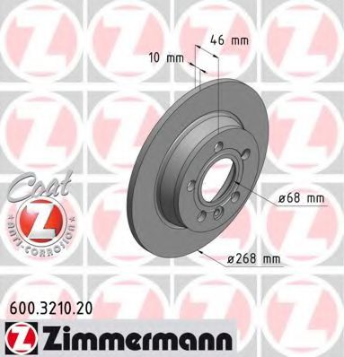 600321020 ZIMMERMANN диск торм.зад. vw sharan, ford galaxy