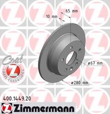 400144920 ZIMMERMANN диск тормозной передний mercedes vito <03 coat z