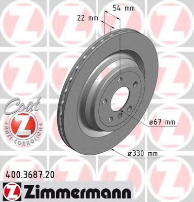 400368720 ZIMMERMANN Диск тормозной задний 330 мм Zimmermann