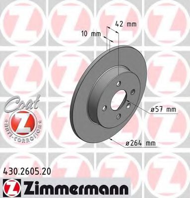 430260520 ZIMMERMANN диск торм.зад. opel meriva 03>