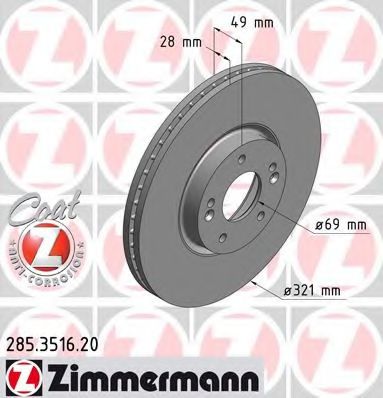 285351620 ZIMMERMANN Тормозной диск