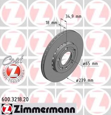 600321820 ZIMMERMANN диск торм.пер. skoda fabia, vw polo 02>