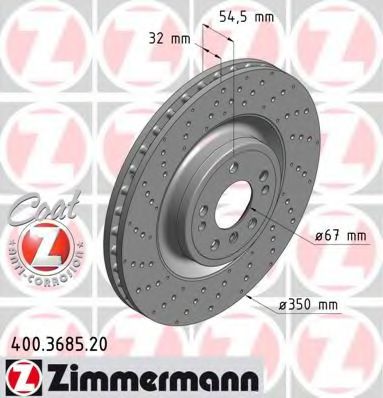 400368520 ZIMMERMANN Диск тормозной передний 350 мм с перфорацией Zimmermann