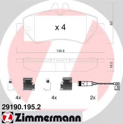 291901952 ZIMMERMANN колодки тормозные задние mercedes vw mit zubeh