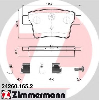 242601652 ZIMMERMANN колодки тормозные дисковые, комплект