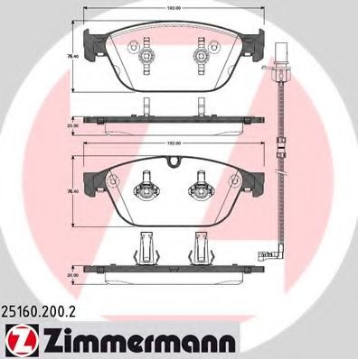 251602002 ZIMMERMANN тормозные колодки audi a8 2.0 2012-